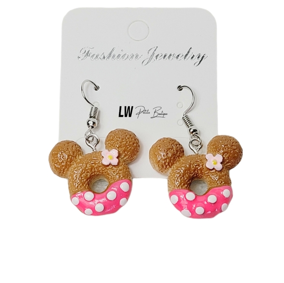 Minnie Mouse Doughnut Earrings - Picture 3 of 4